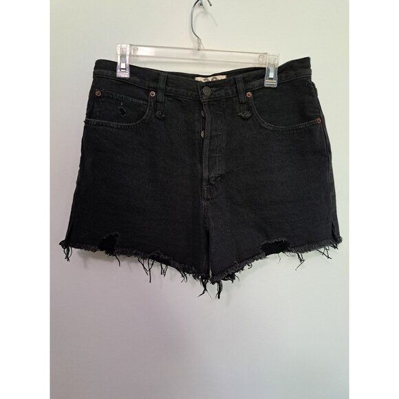 We the free womens Black distressed Denim cut off shorts, button closure Size 30 - Picture 1 of 6